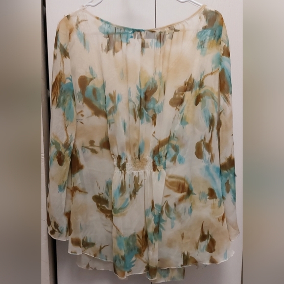 Apt 9 Women's Sheer Floral Crochet Boho Flowy Blouse Batwing Size 1X Muted Retro - Picture 5 of 7